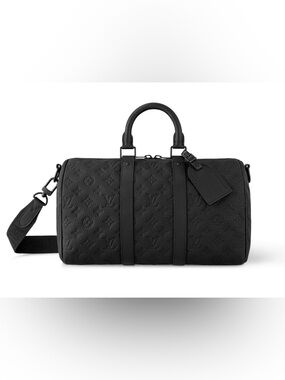 Louis Vuitton Black Embossed Monogram Keepall Duffel- Unisex